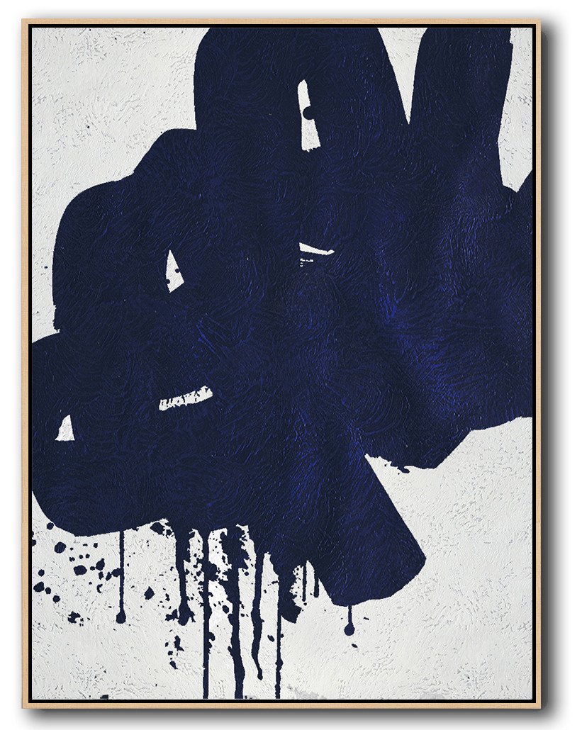 Buy Hand Painted Navy Blue Abstract Painting Online - Canvas Made From Photo Huge